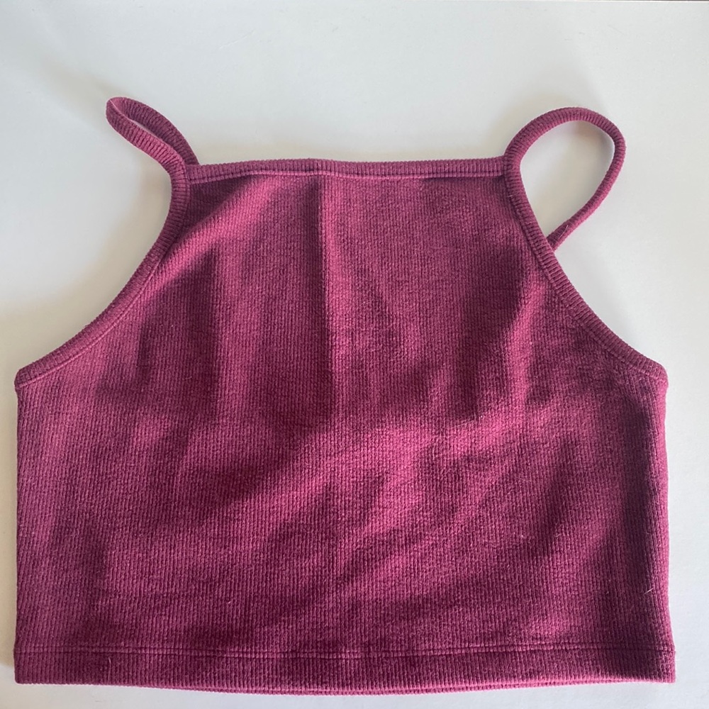 High neck maroon crop top
